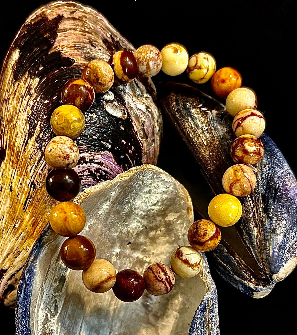 Peanut Jasper Natural Stone Bracelet | 8 mm Grounding Beads for Strength & Stability (Small to Medium Wrists)