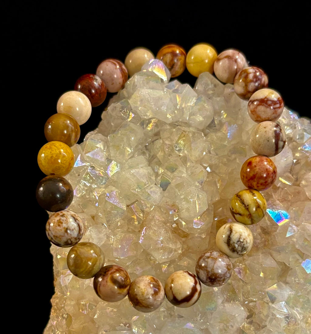 Peanut Jasper Natural Stone Bracelet | 8 mm Grounding Beads for Strength & Stability (Small to Medium Wrists)