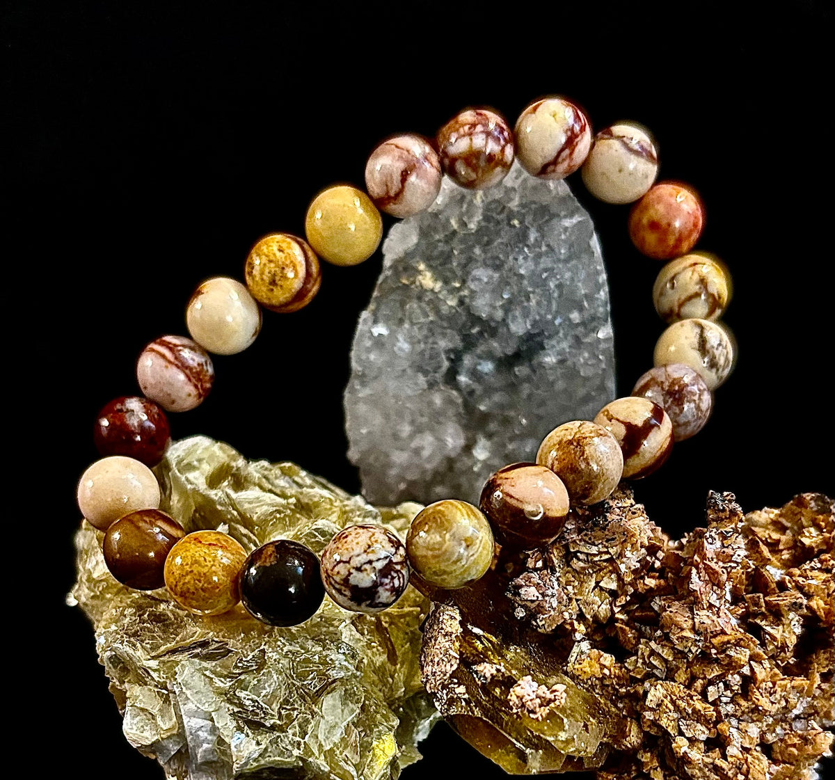 Peanut Jasper Natural Stone Bracelet | 8 mm Grounding Beads for Strength & Stability (Small to Medium Wrists)
