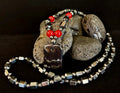 Hero Shield Magnetic Hematite Necklace – Red Power Beads - Dog Tag Pendant