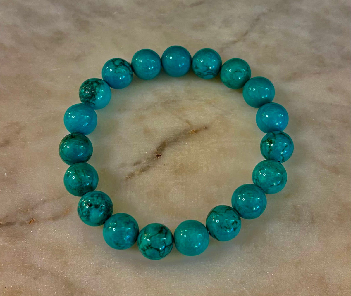 Dark Blue Green Turquoise Reiki-Infused Protection Bracelet (Medium Wrists)