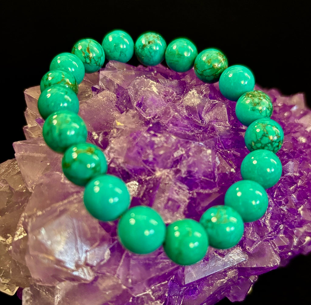 Dark Blue Green Turquoise Reiki-Infused Protection Bracelet (Medium Wrists)