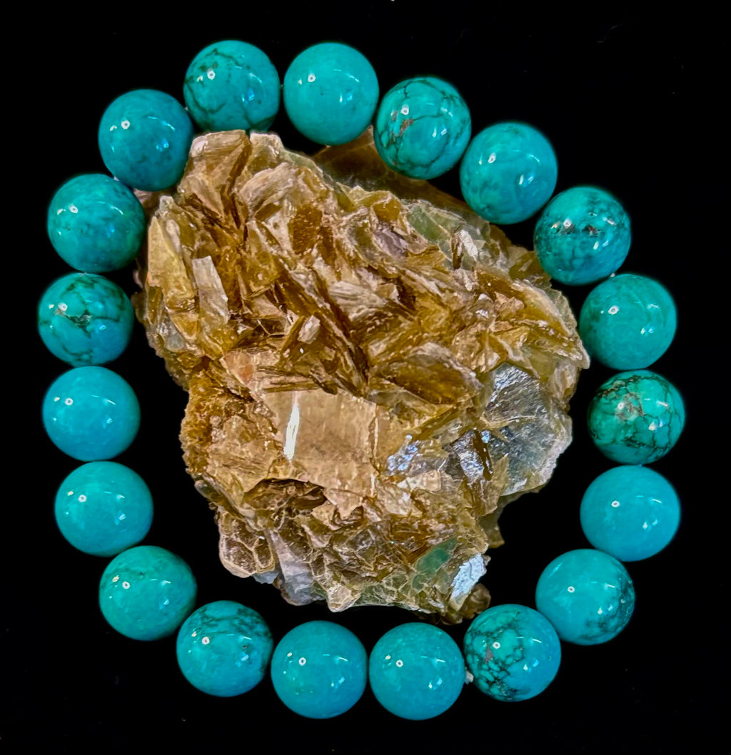 Dark Blue Green Turquoise Reiki-Infused Protection Bracelet (Medium Wrists)