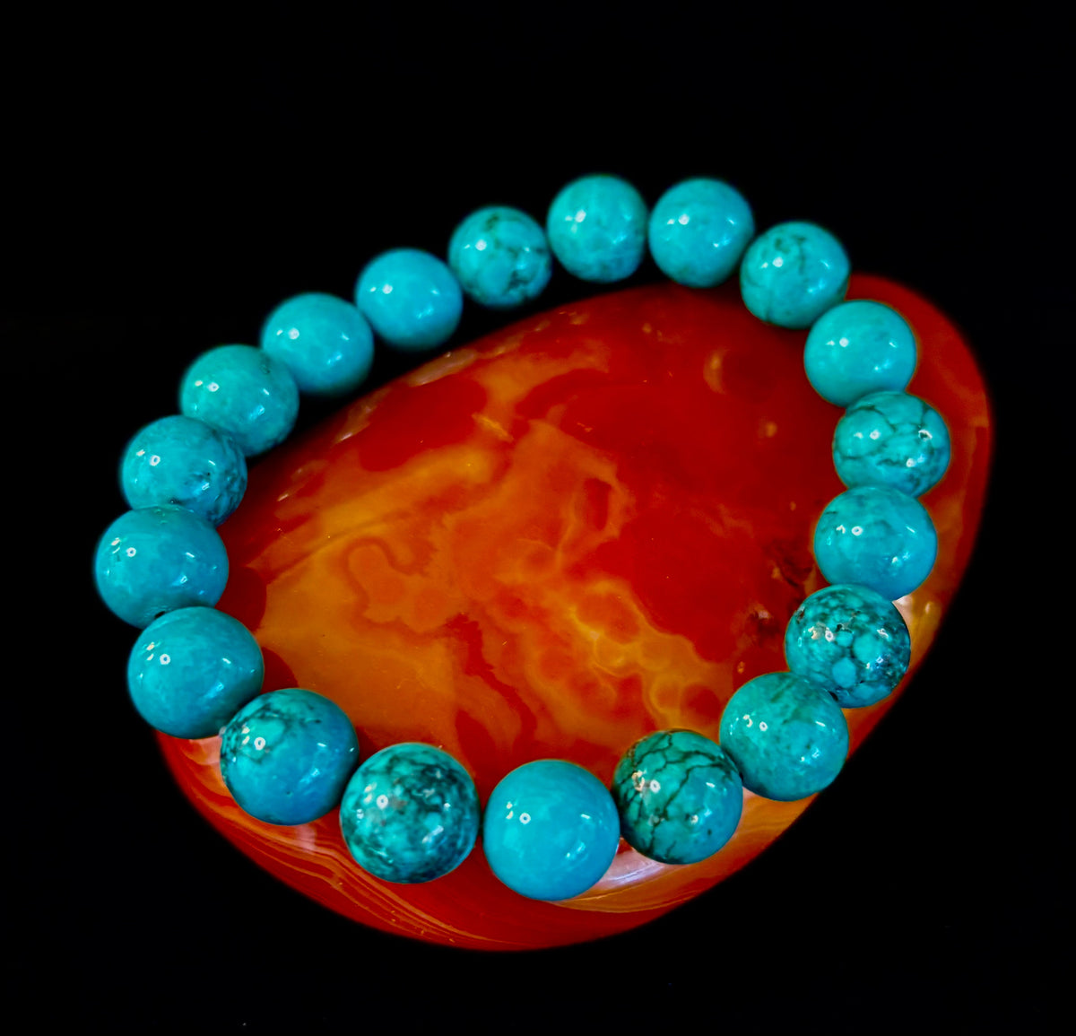 Dark Blue Green Turquoise Reiki-Infused Protection Bracelet (Medium Wrists)