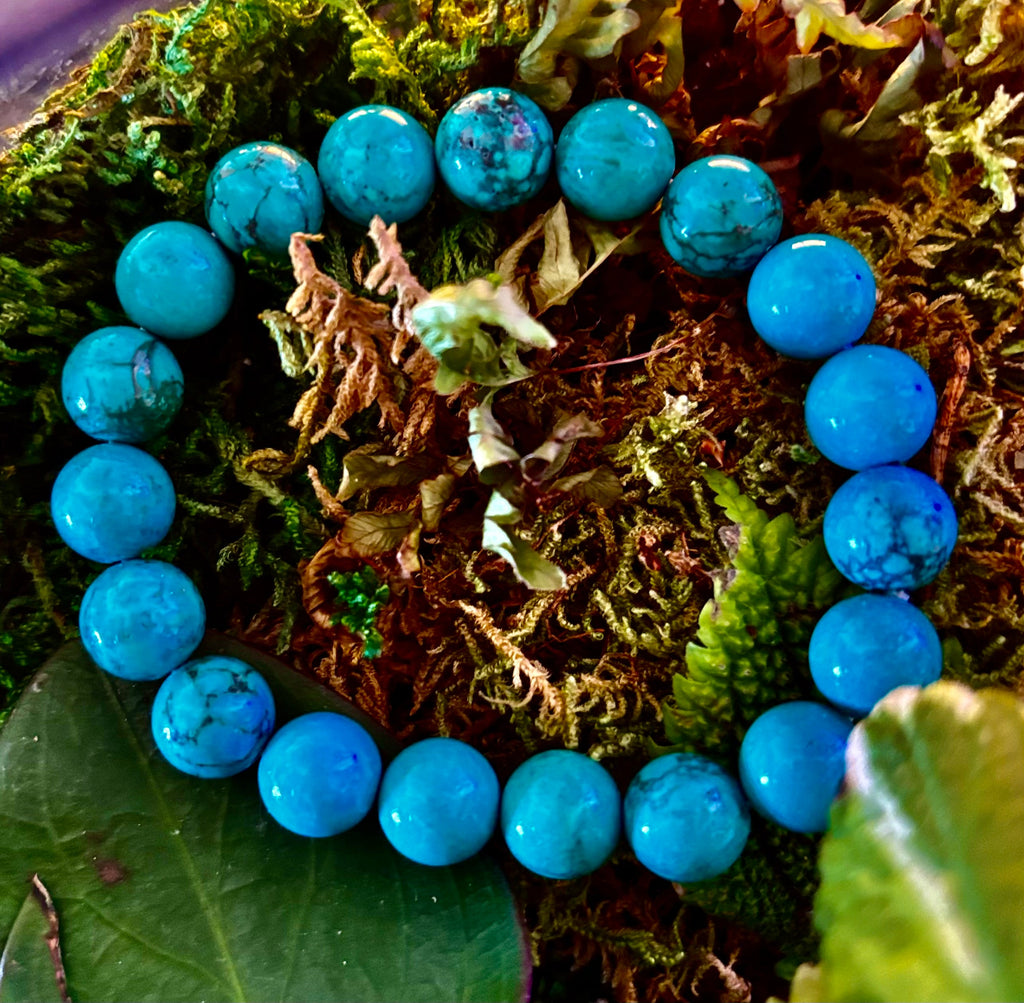 Dark Blue Green Turquoise Reiki-Infused Protection Bracelet (Medium Wrists)