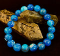 Blue Striped Agate Reiki-Infused Healing & Calm Bracelet (Medium Wrists)