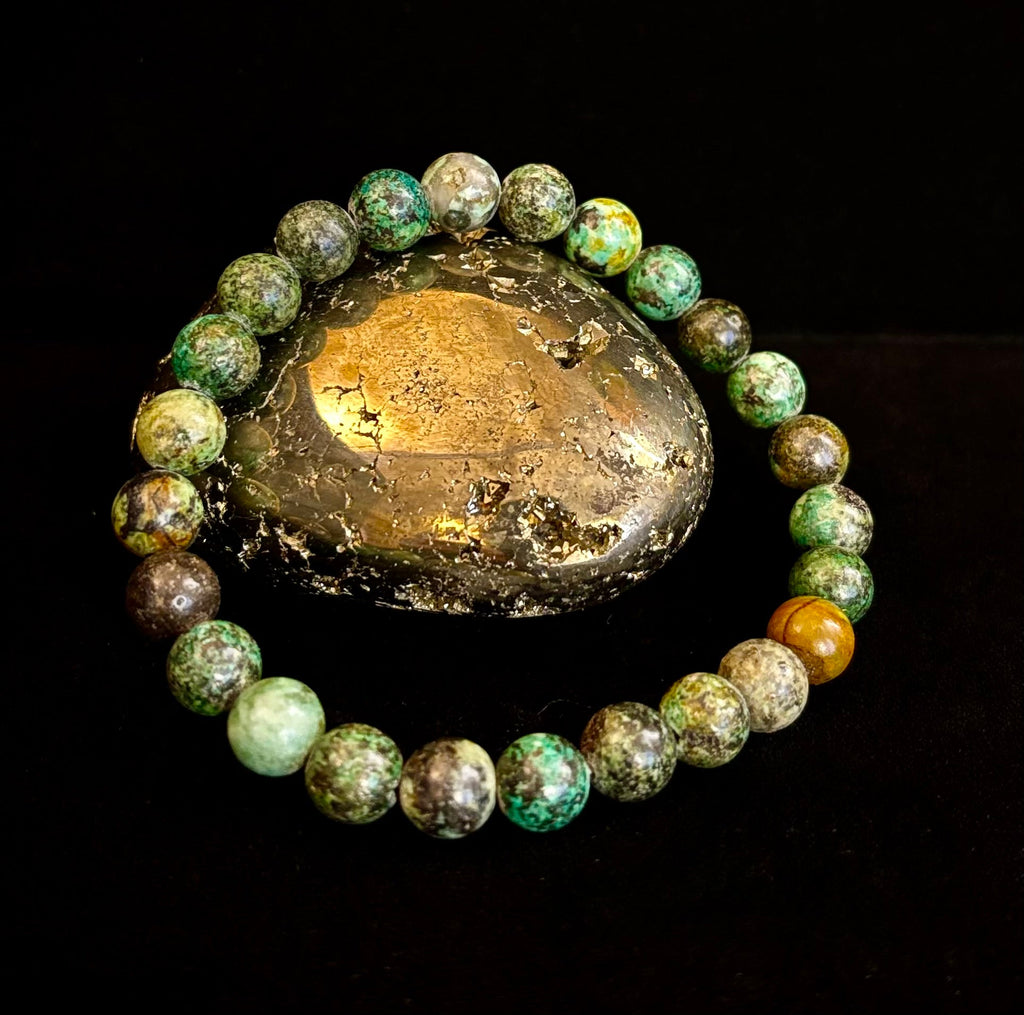 African Turquoise 8mm Reiki-Infused Growth & Manifestation Bracelet (Medium-Large Wrists)