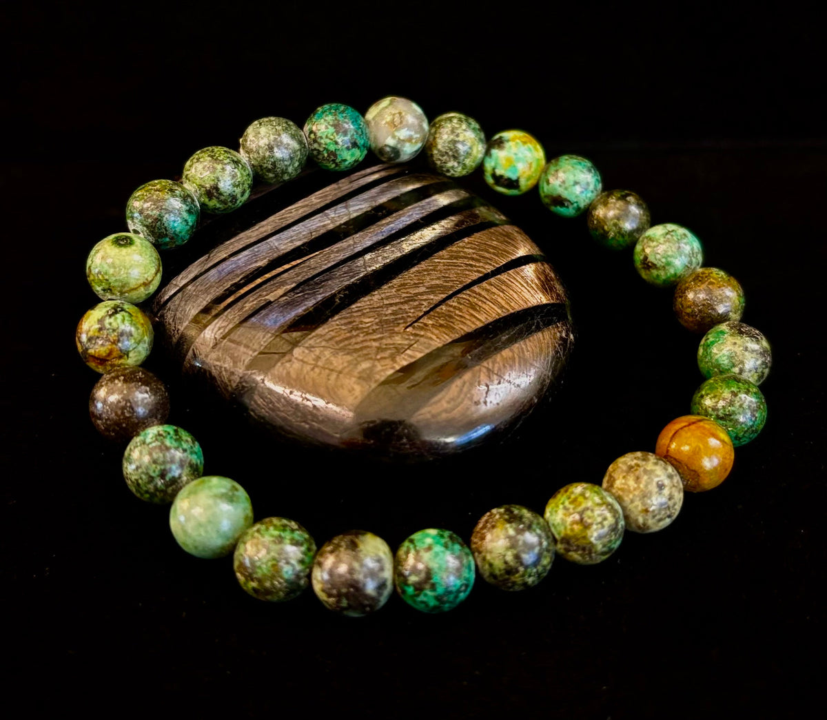 African Turquoise 8mm Reiki-Infused Growth & Manifestation Bracelet (Medium-Large Wrists)