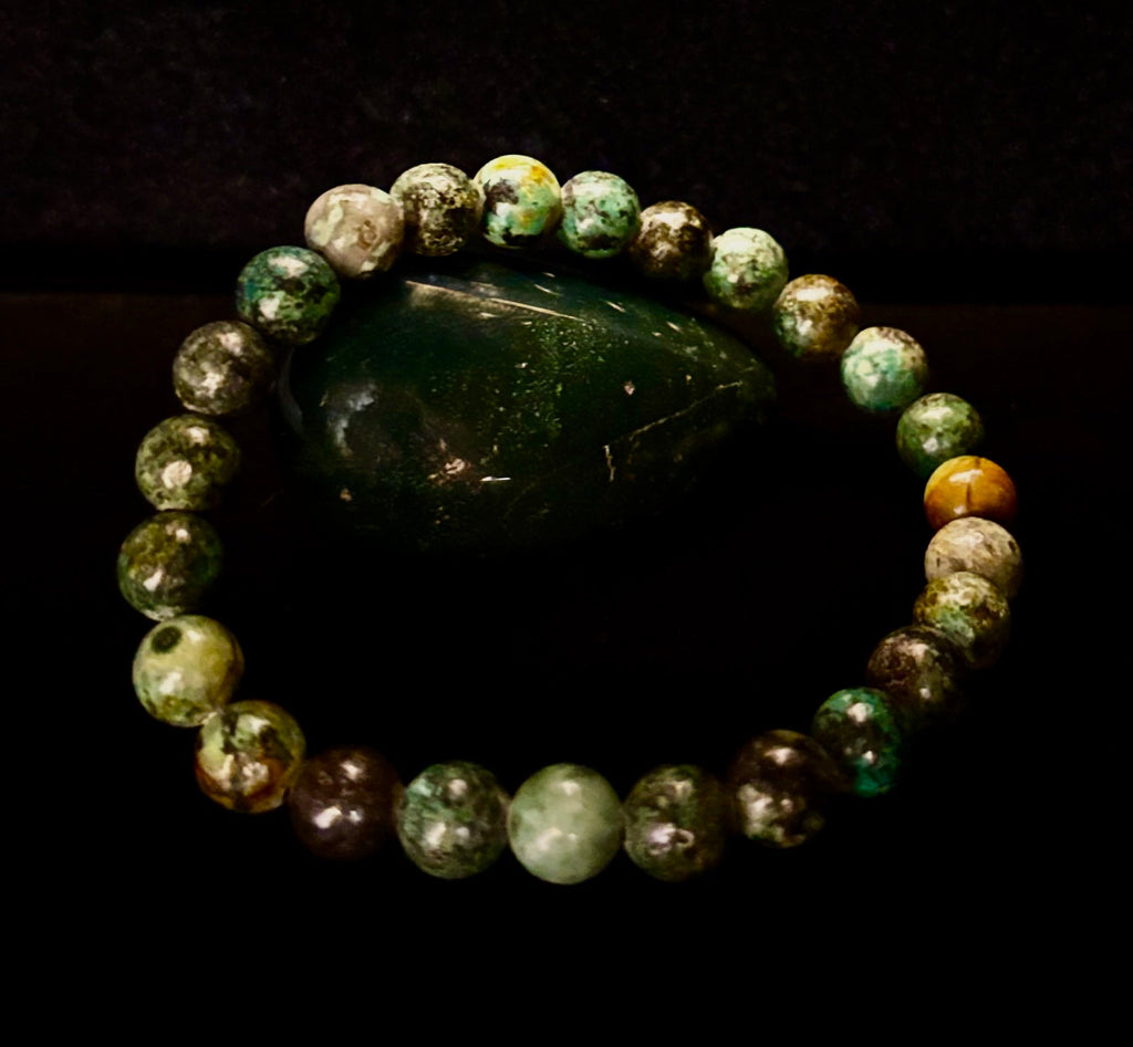 African Turquoise 8mm Reiki-Infused Growth & Manifestation Bracelet (Medium-Large Wrists)