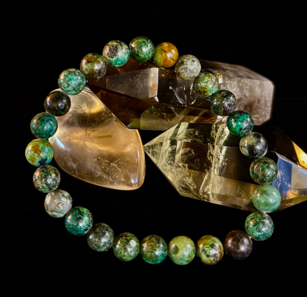 African Turquoise 8mm Reiki-Infused Growth & Manifestation Bracelet (Medium-Large Wrists)