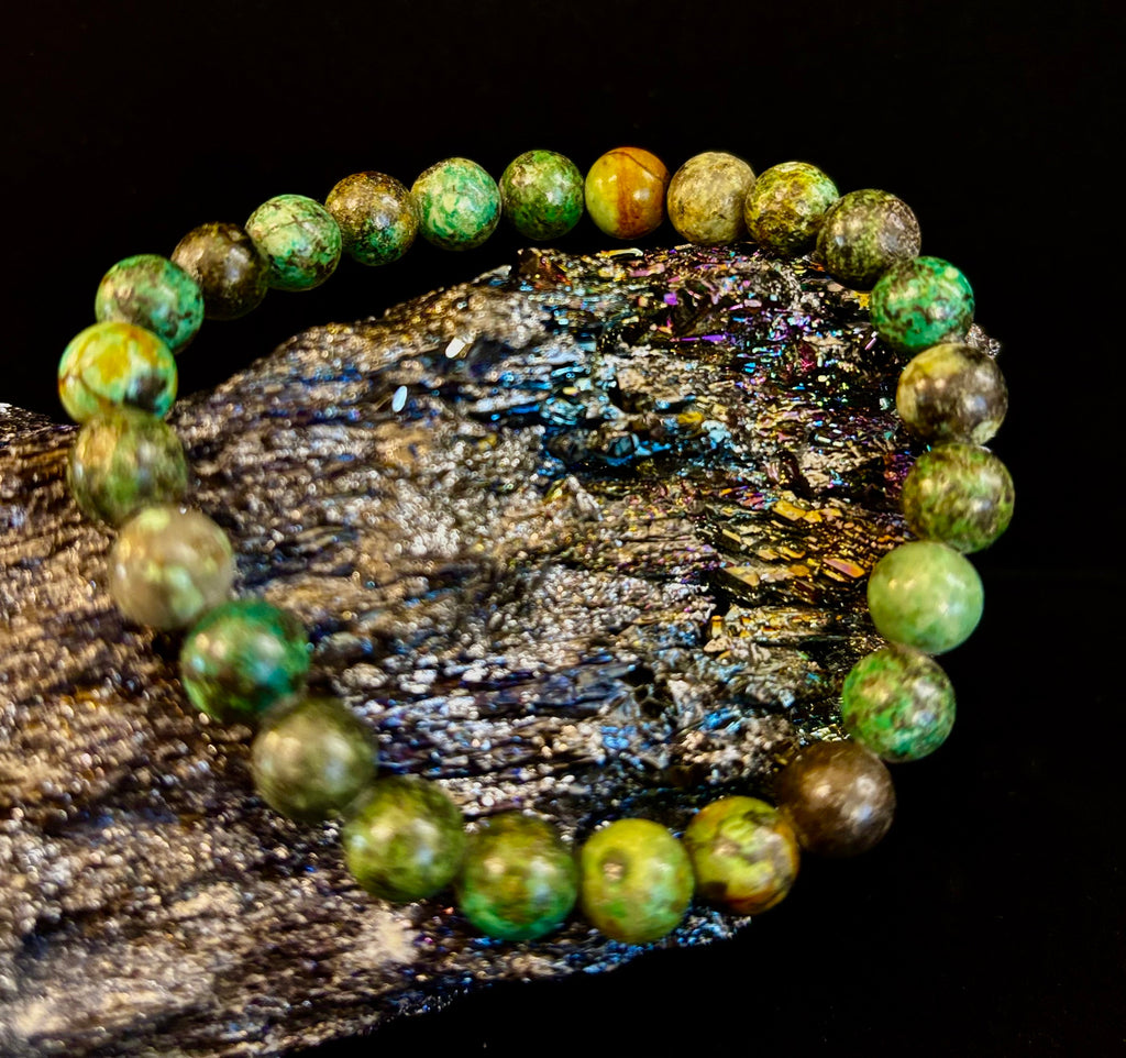 African Turquoise 8mm Reiki-Infused Growth & Manifestation Bracelet (Medium-Large Wrists)