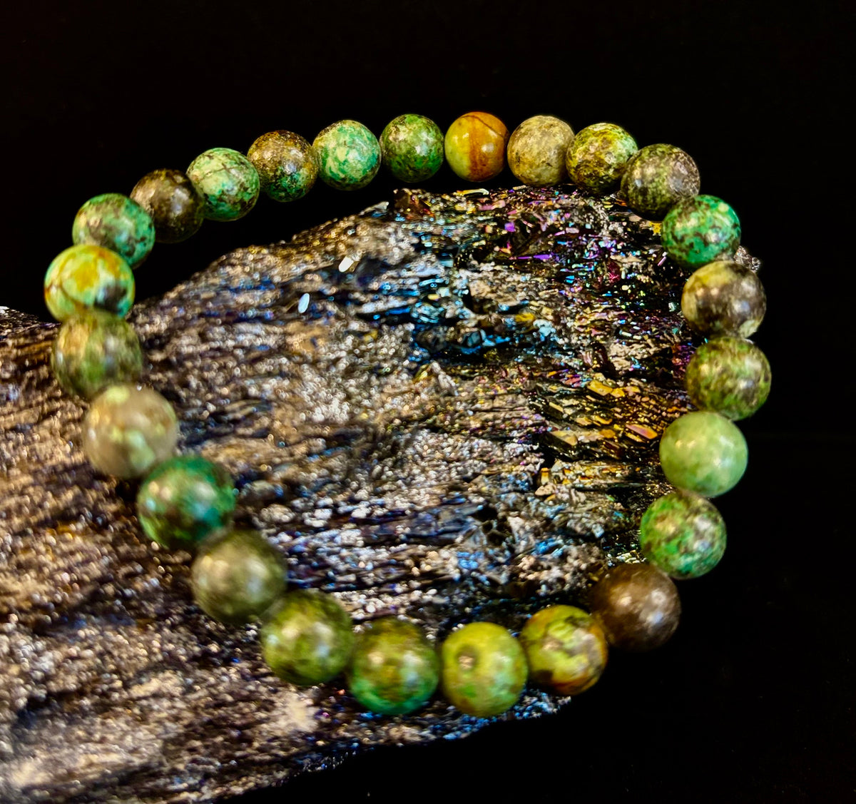 African Turquoise 8mm Reiki-Infused Growth & Manifestation Bracelet (Medium-Large Wrists)