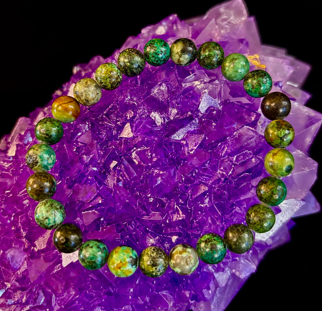 African Turquoise 8mm Reiki-Infused Growth & Manifestation Bracelet (Medium-Large Wrists)