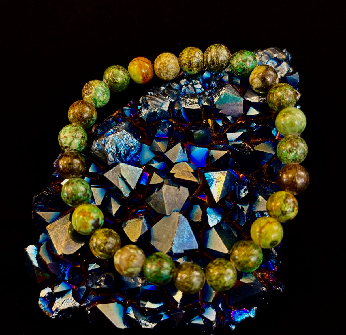 African Turquoise 8mm Reiki-Infused Growth & Manifestation Bracelet (Medium-Large Wrists)