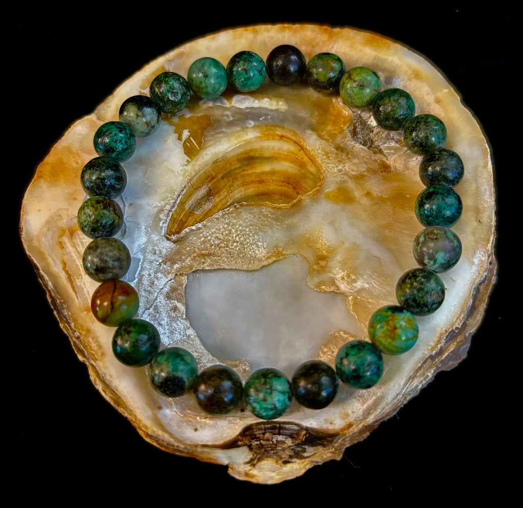 African Turquoise 8mm Reiki-Infused Growth & Manifestation Bracelet (Medium-Large Wrists)