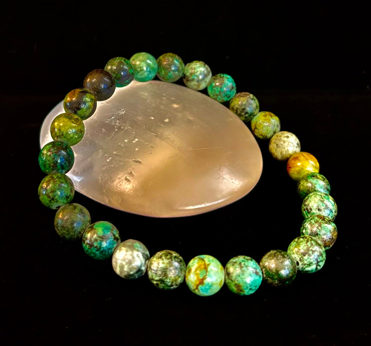 African Turquoise 8mm Reiki-Infused Growth & Manifestation Bracelet (Medium-Large Wrists)