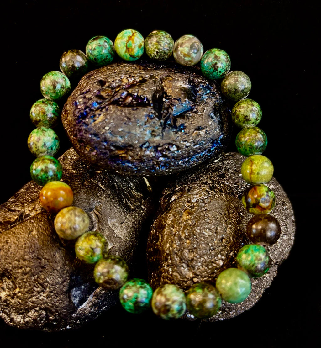 African Turquoise 8mm Reiki-Infused Growth & Manifestation Bracelet (Medium-Large Wrists)