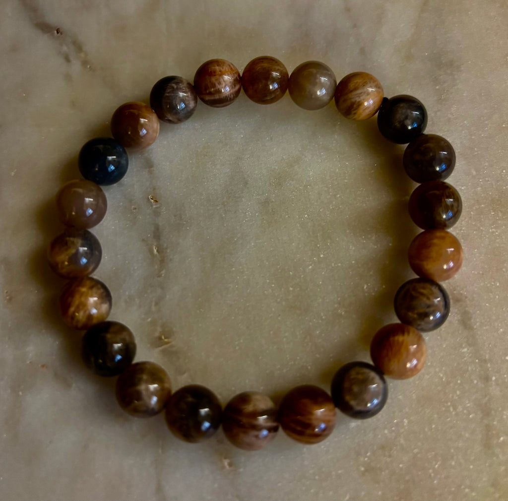 Black Moonstone 8mm Reiki-Infused Intuition & Manifestation Bracelet (Medium-Large Wrists)