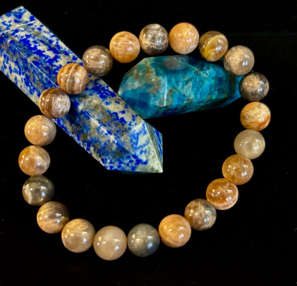 Black Moonstone 8mm Reiki-Infused Intuition & Manifestation Bracelet (Medium-Large Wrists)