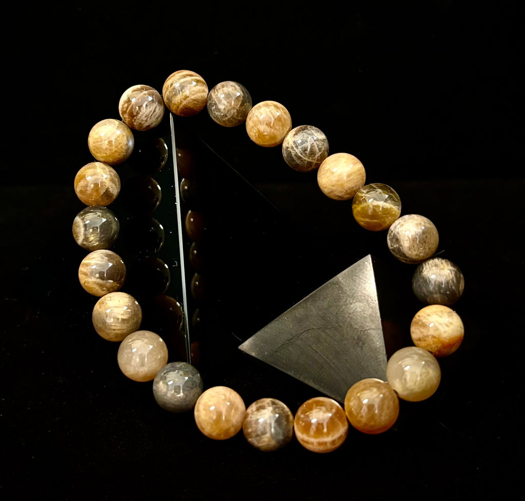 Black Moonstone 8mm Reiki-Infused Intuition & Manifestation Bracelet (Medium-Large Wrists)