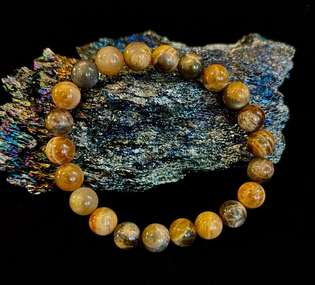 Black Moonstone 8mm Reiki-Infused Intuition & Manifestation Bracelet (Medium-Large Wrists)