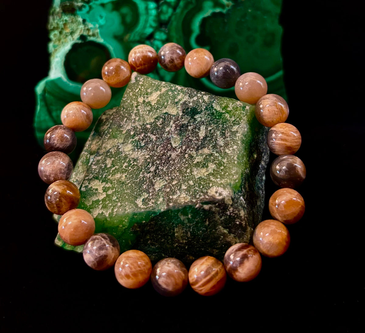 Black Moonstone 8mm Reiki-Infused Intuition & Manifestation Bracelet (Medium-Large Wrists)