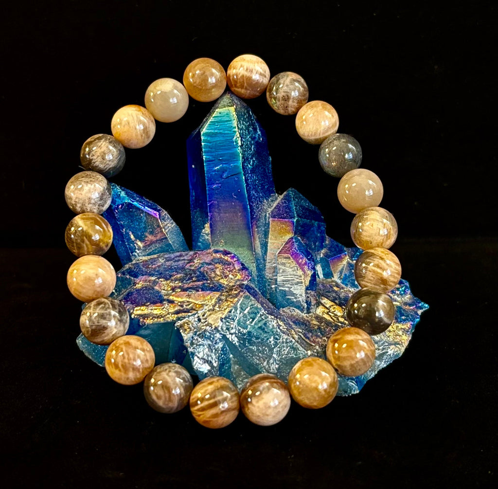 Black Moonstone 8mm Reiki-Infused Intuition & Manifestation Bracelet (Medium-Large Wrists)