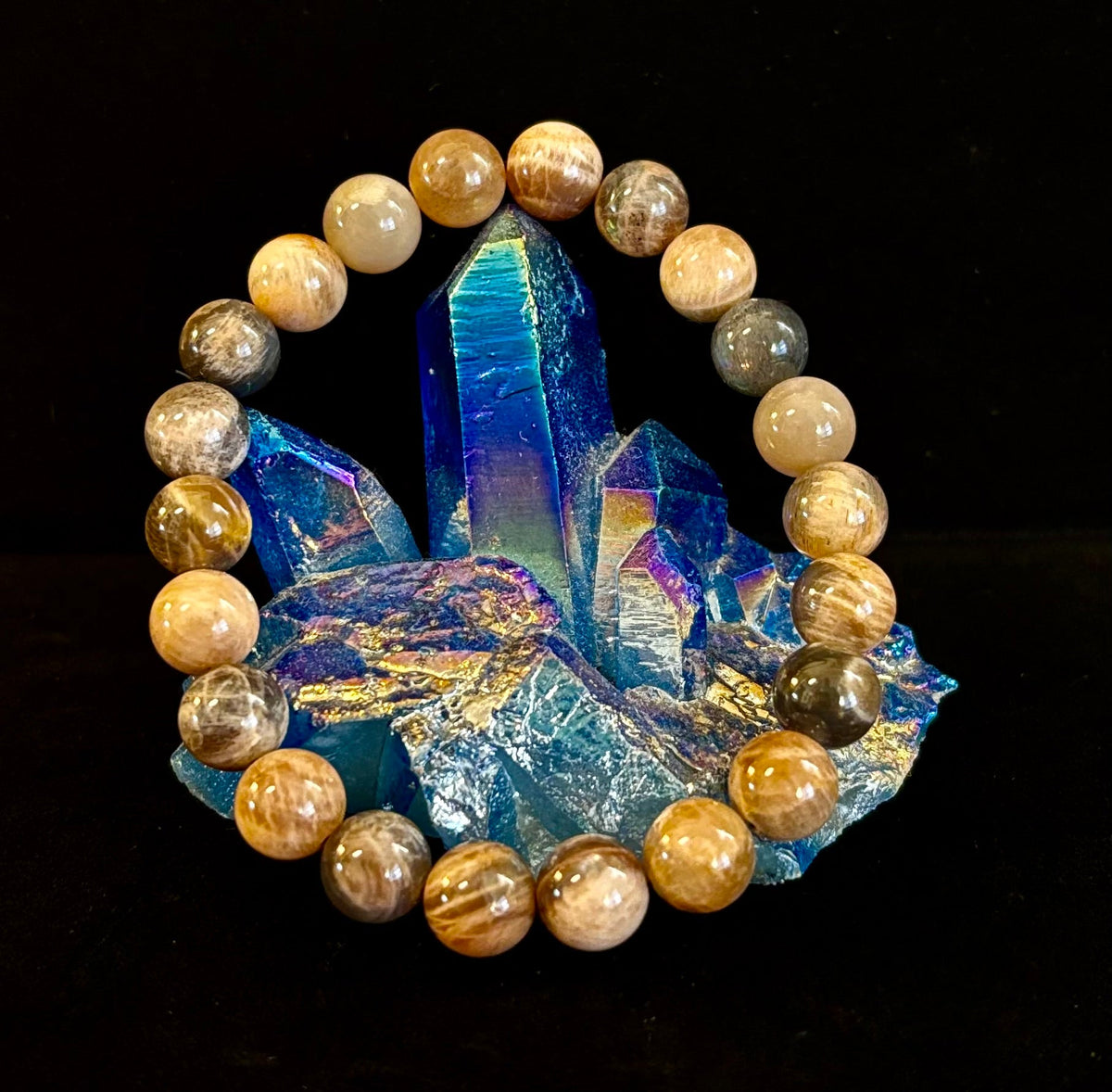 Black Moonstone 8mm Reiki-Infused Intuition & Manifestation Bracelet (Medium-Large Wrists)