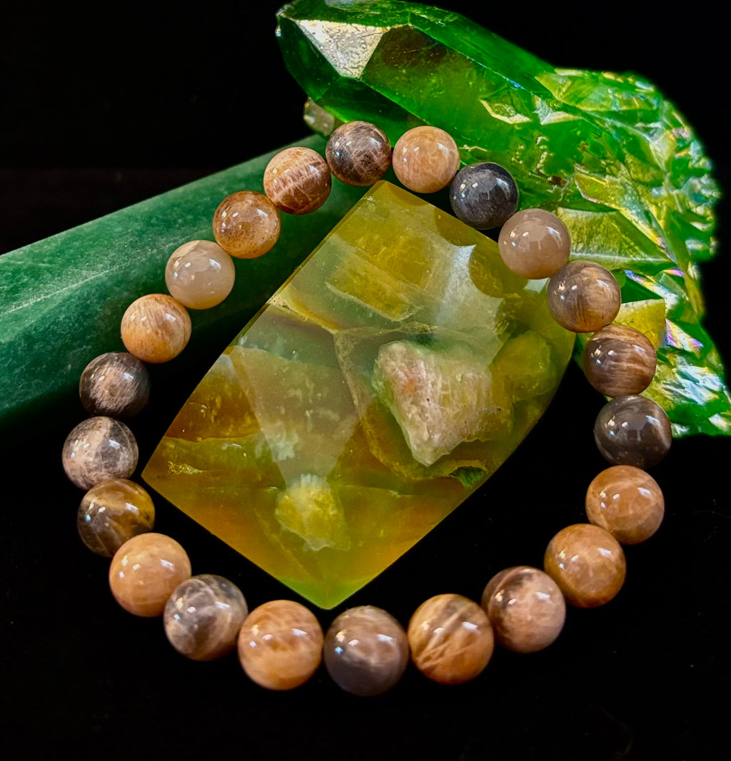 Black Moonstone 8mm Reiki-Infused Intuition & Manifestation Bracelet (Medium-Large Wrists)