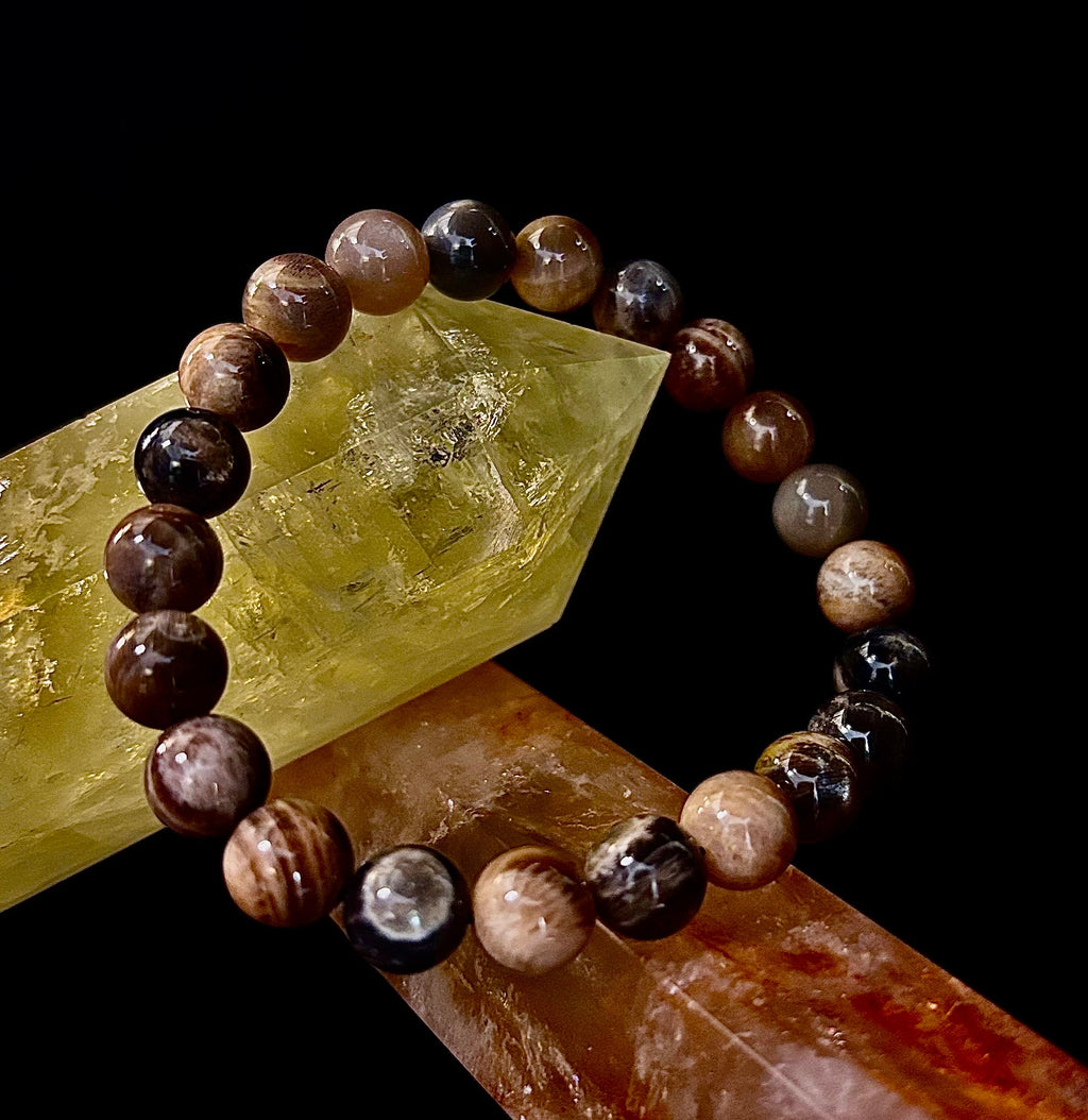 Black Moonstone 8mm Reiki-Infused Intuition & Manifestation Bracelet (Medium-Large Wrists)
