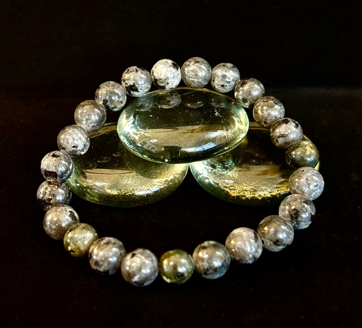 Reiki-infused Larvikite 8mm Protection & Manifestation Bracelet (Medium-Large Wrists)