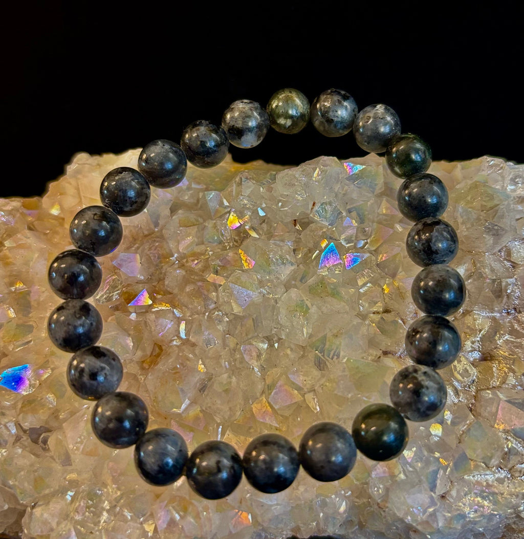 Reiki-infused Larvikite 8mm Protection & Manifestation Bracelet (Medium-Large Wrists)