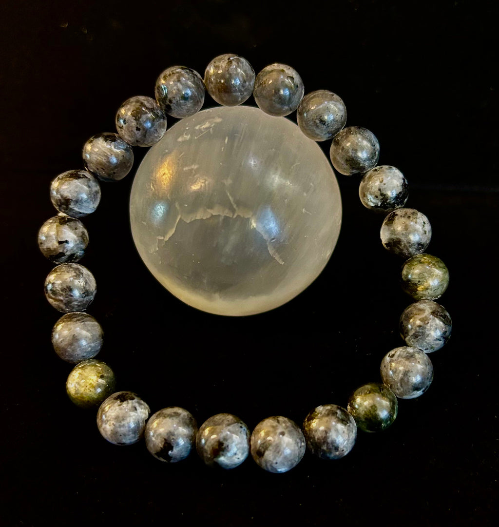 Reiki-infused Larvikite 8mm Protection & Manifestation Bracelet (Medium-Large Wrists)