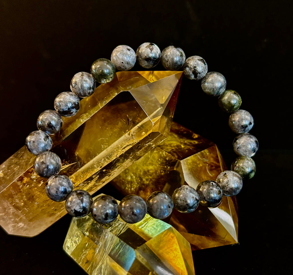 Reiki-infused Larvikite 8mm Protection & Manifestation Bracelet (Medium-Large Wrists)