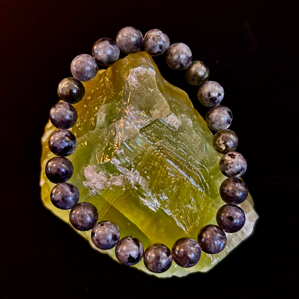 Reiki-infused Larvikite 8mm Protection & Manifestation Bracelet (Medium-Large Wrists)