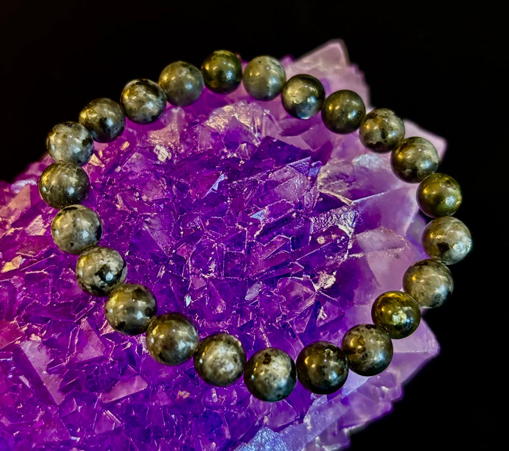 Reiki-infused Larvikite 8mm Protection & Manifestation Bracelet (Medium-Large Wrists)
