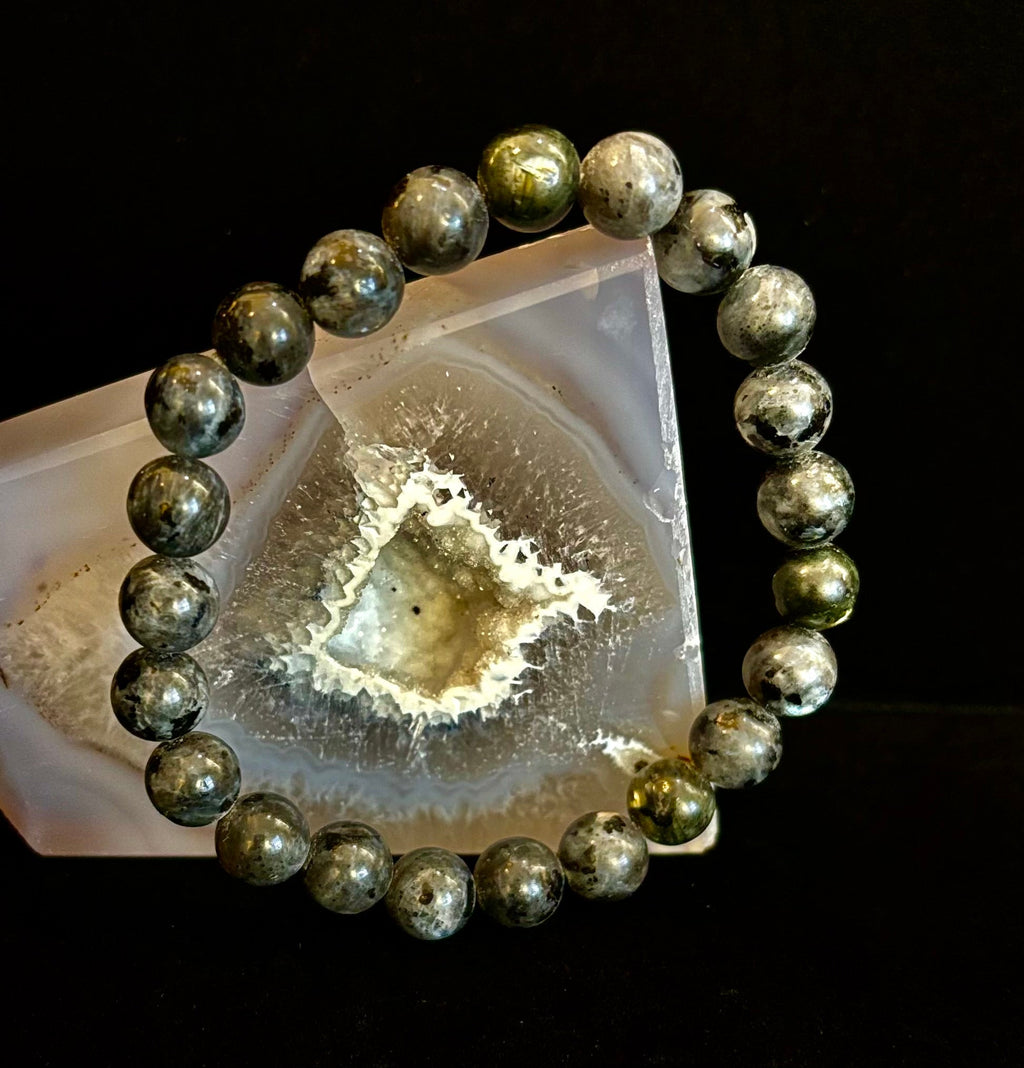 Reiki-infused Larvikite 8mm Protection & Manifestation Bracelet (Medium-Large Wrists)