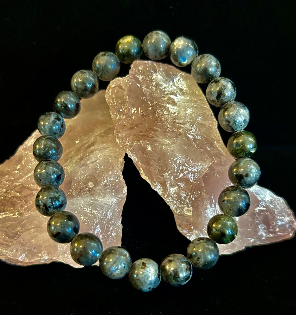 Reiki-infused Larvikite 8mm Protection & Manifestation Bracelet (Medium-Large Wrists)