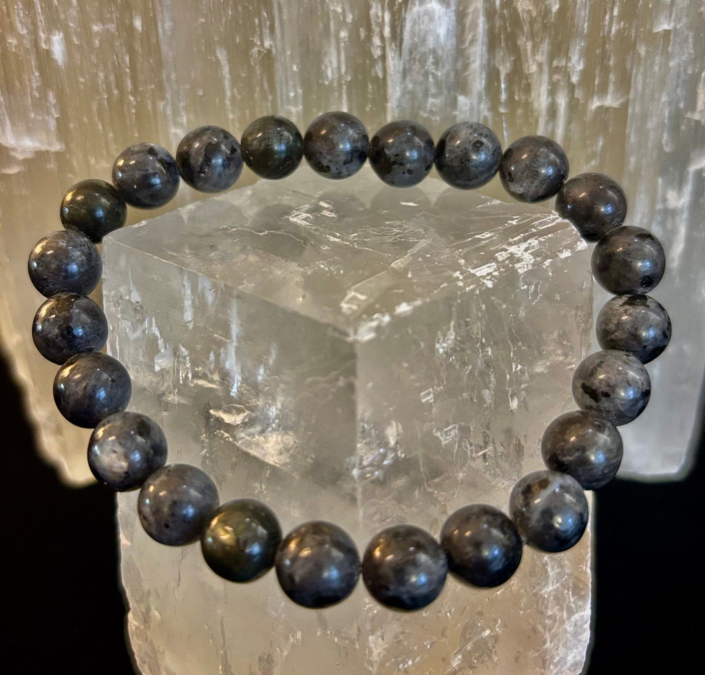 Reiki-infused Larvikite 8mm Protection & Manifestation Bracelet (Medium-Large Wrists)