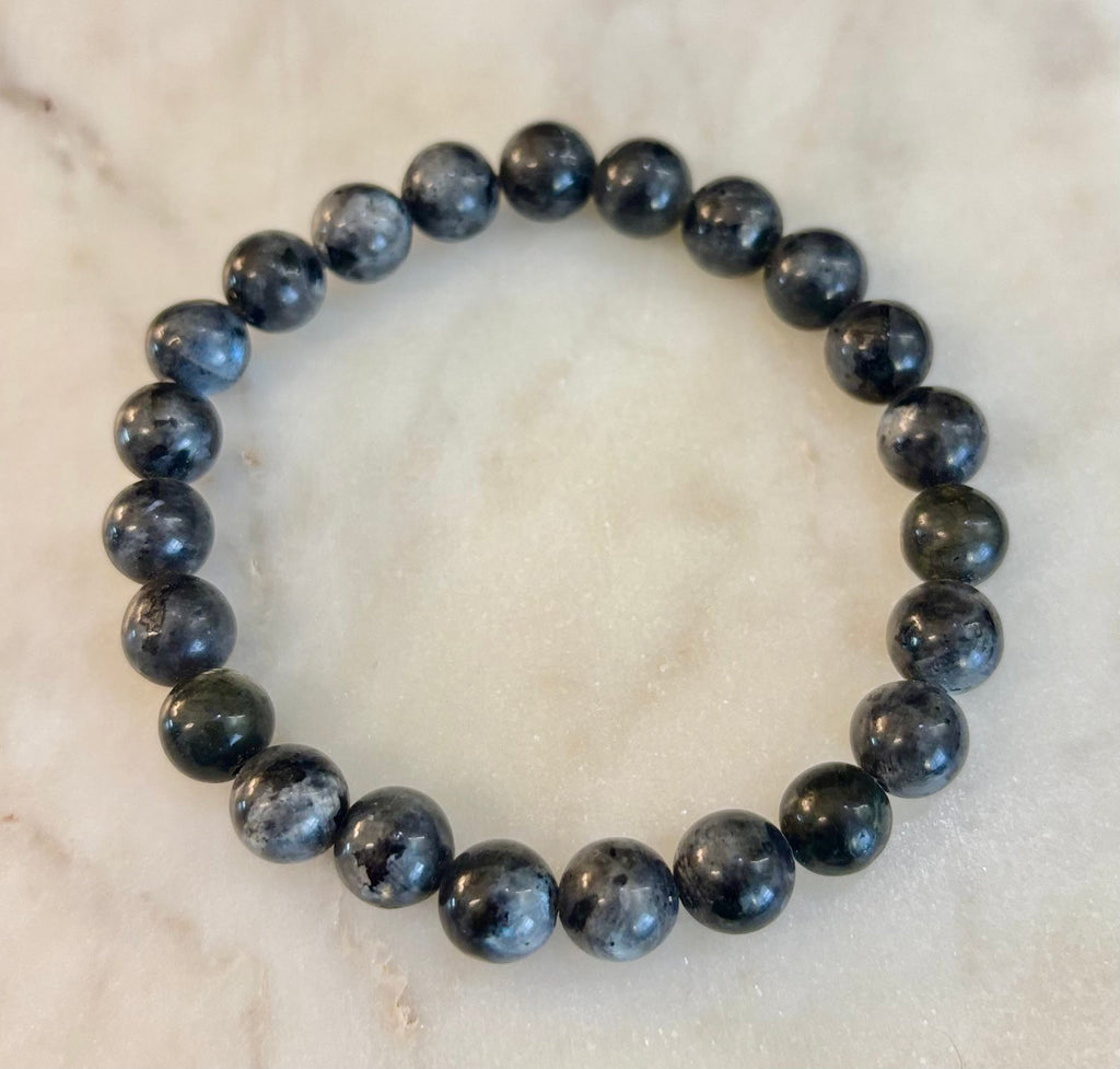 Reiki-infused Larvikite 8mm Protection & Manifestation Bracelet (Medium-Large Wrists)