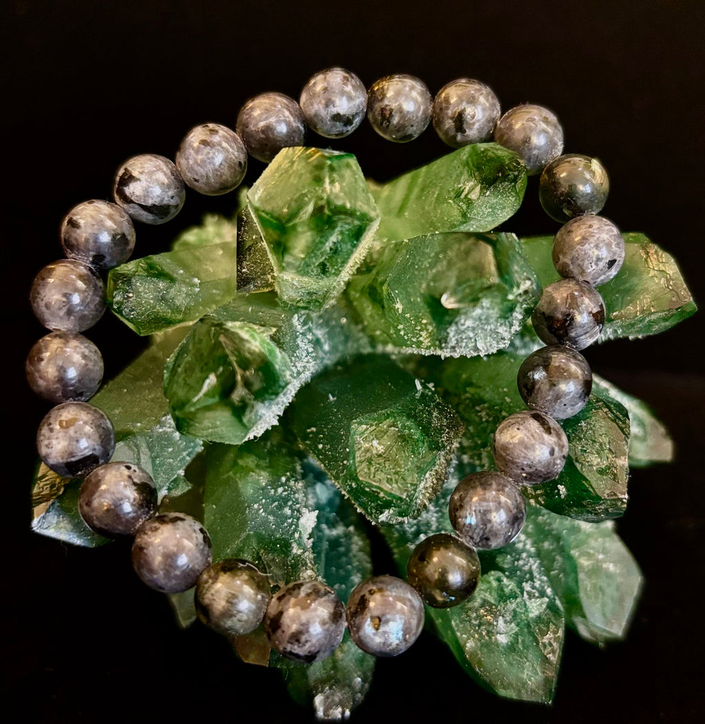 Reiki-infused Larvikite 8mm Protection & Manifestation Bracelet (Medium-Large Wrists)