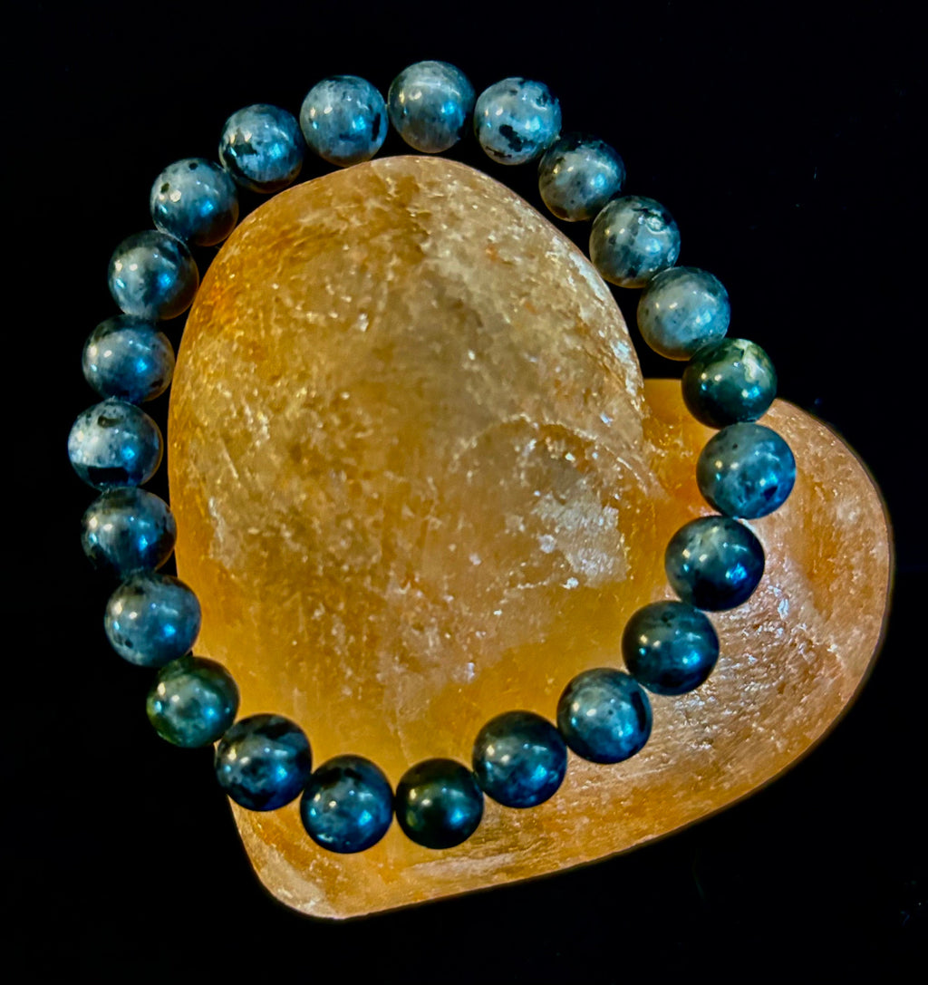 Reiki-infused Larvikite 8mm Protection & Manifestation Bracelet (Medium-Large Wrists)