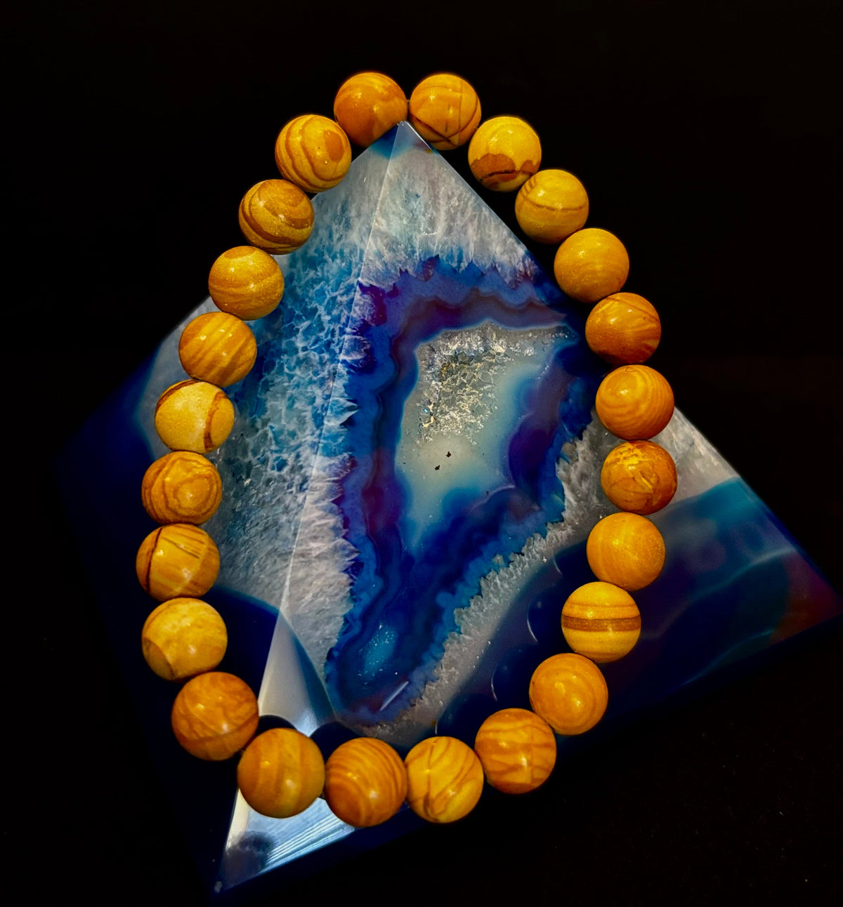 Wood Lace Agate 8mm Reiki-Infused Grounding & Manifestation Bracelet (Medium-Large Wrists)
