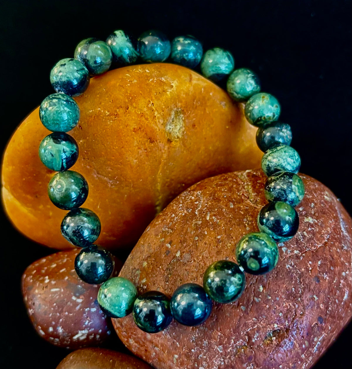 Kambaba Jasper 8mm Reiki-Infused Peace & Manifestation Bracelet (Medium-Large Wrists)