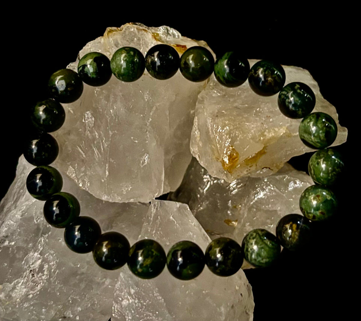 Kambaba Jasper 8mm Reiki-Infused Peace & Manifestation Bracelet (Medium-Large Wrists)