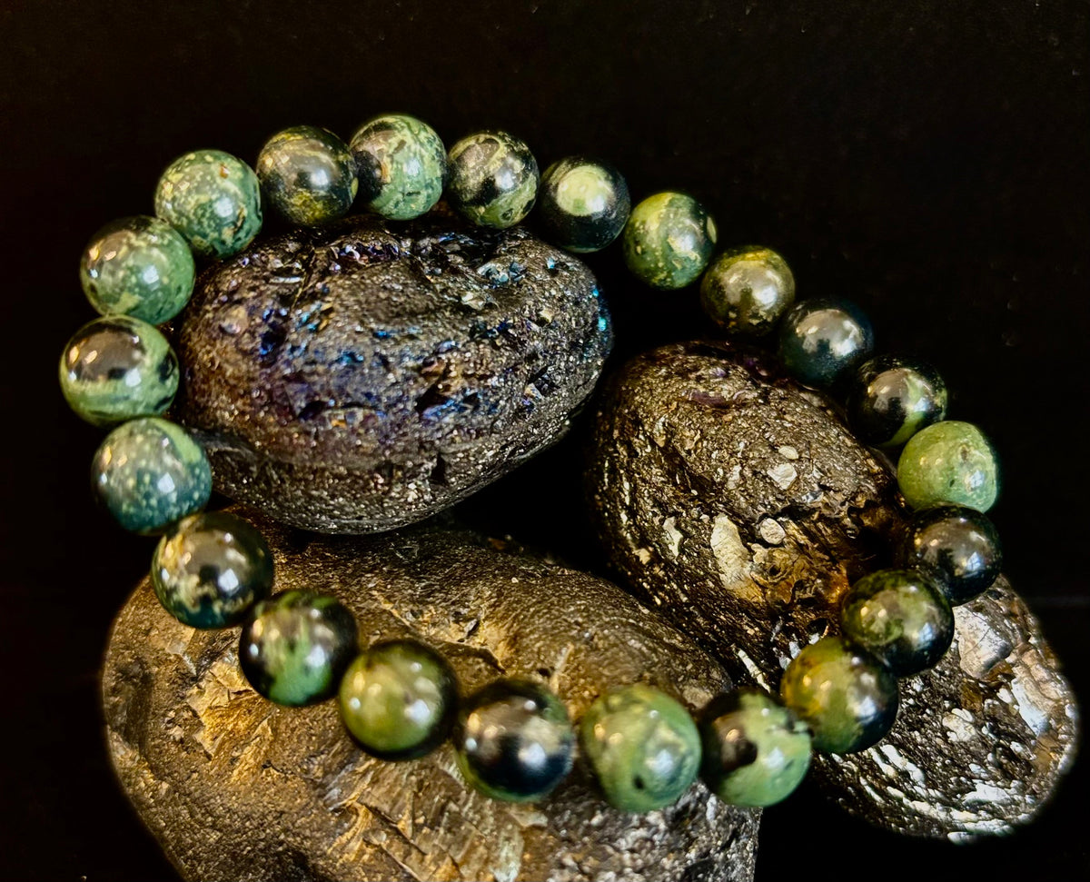 Kambaba Jasper 8mm Reiki-Infused Peace & Manifestation Bracelet (Medium-Large Wrists)
