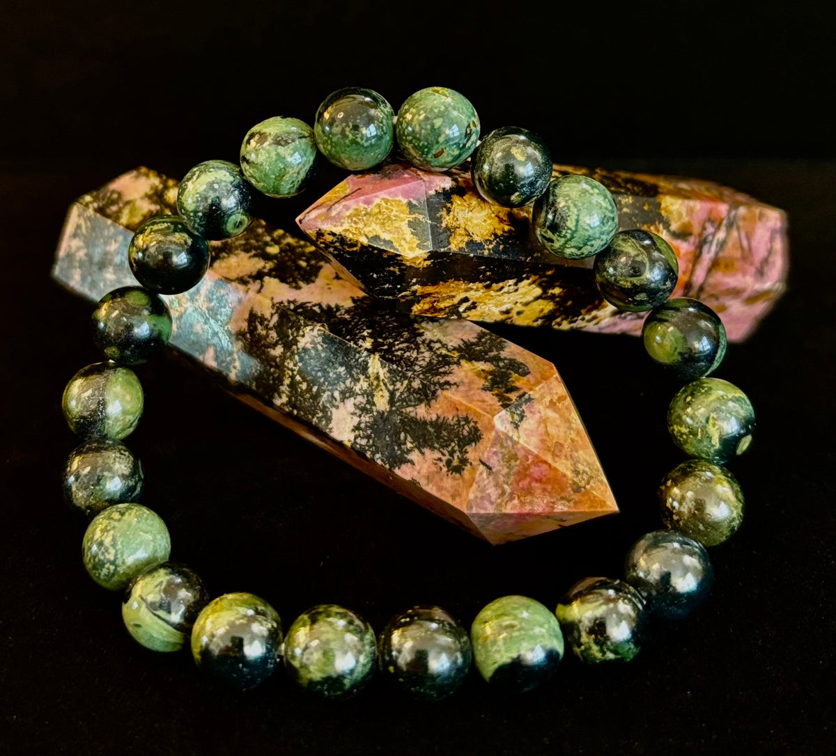 Kambaba Jasper 8mm Reiki-Infused Peace & Manifestation Bracelet (Medium-Large Wrists)