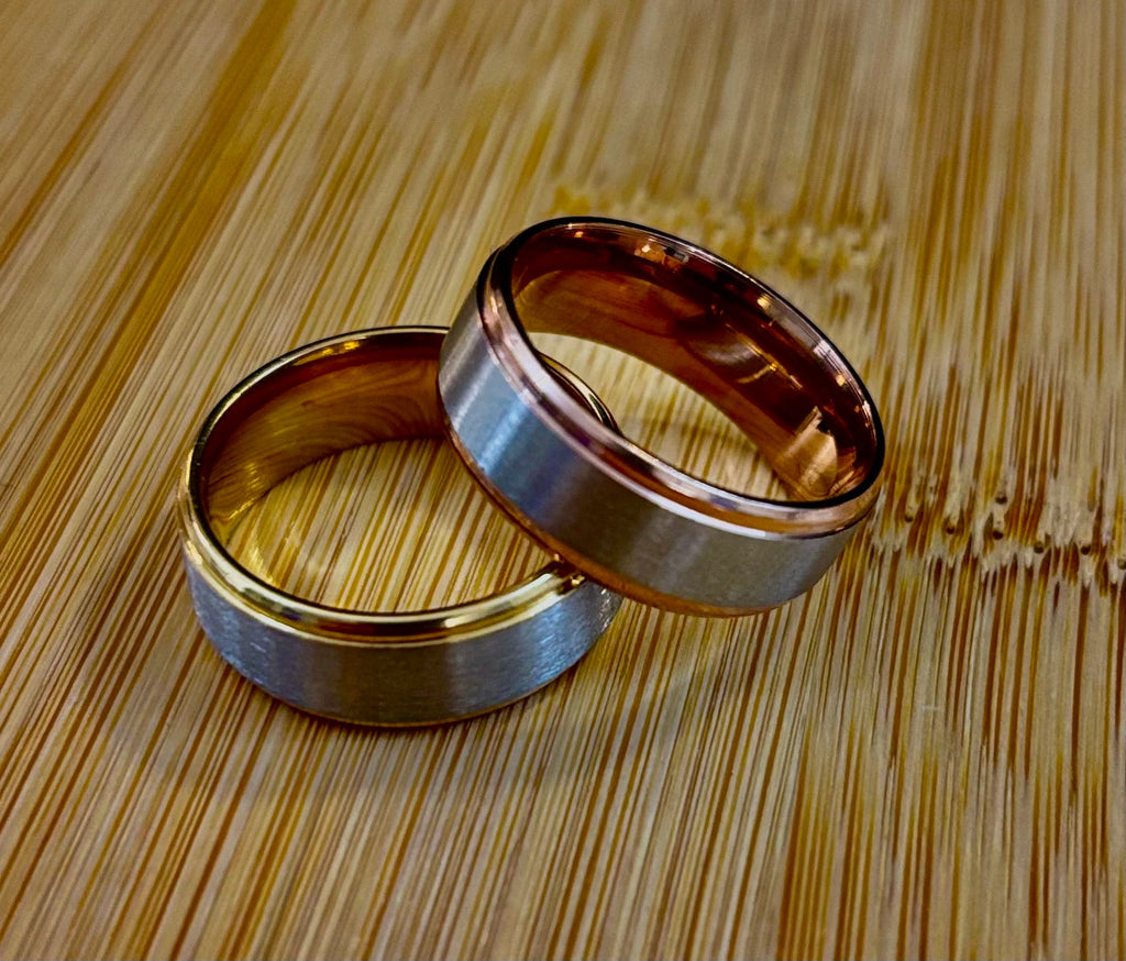 Affordable Wedding Band – Stainless Steel & Titanium Ring (Gold or Rose Gold)