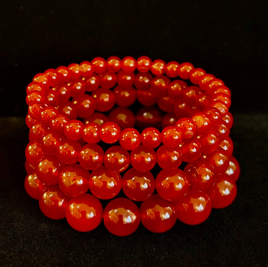 Reiki-Infused Red Onyx Gemstone Bracelet for Strength, Grounded Courage & Focus (6mm, 8mm, 10mm, 12mm)