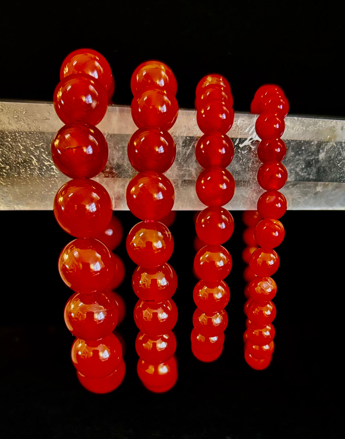 Reiki-Infused Red Onyx Gemstone Bracelet for Strength, Grounded Courage & Focus (6mm, 8mm, 10mm, 12mm)